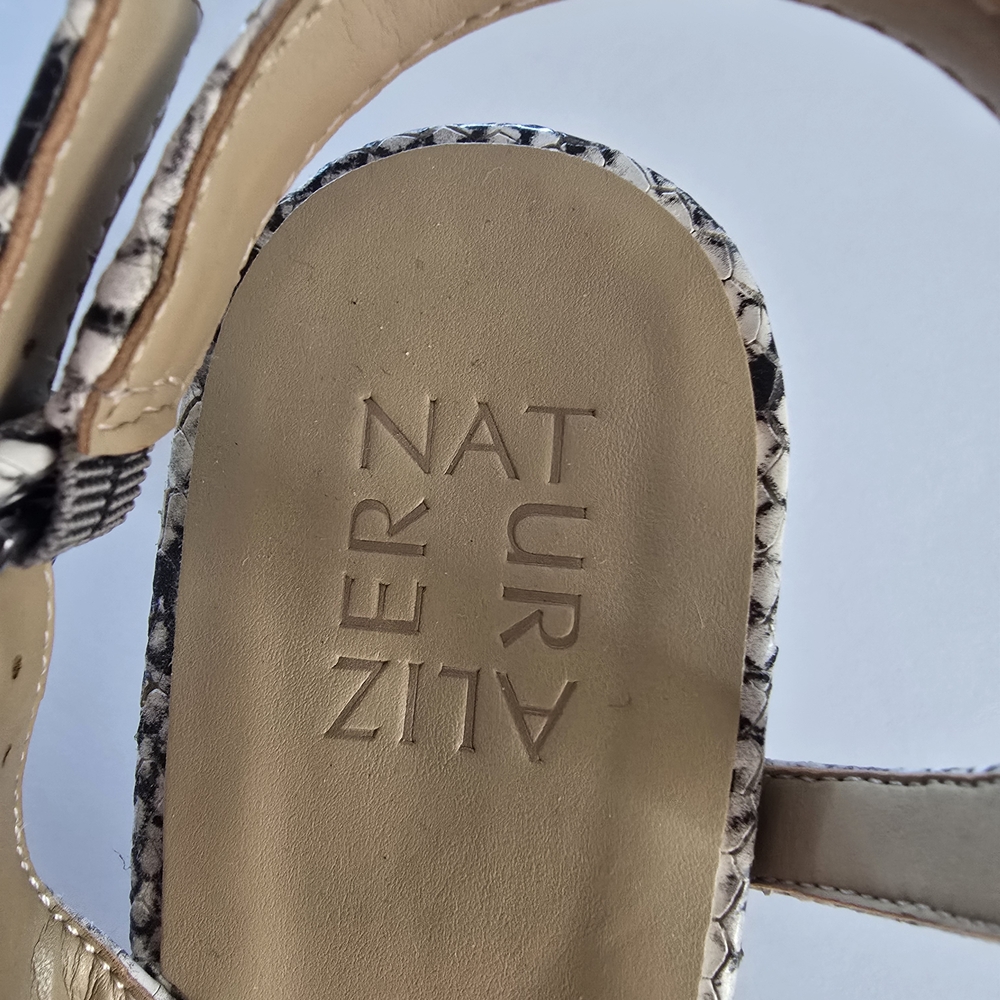 Naturalizer Black and White Strappy Heels Snake Skin Office Attire Work Wear 9 - Picture 3 of 5
